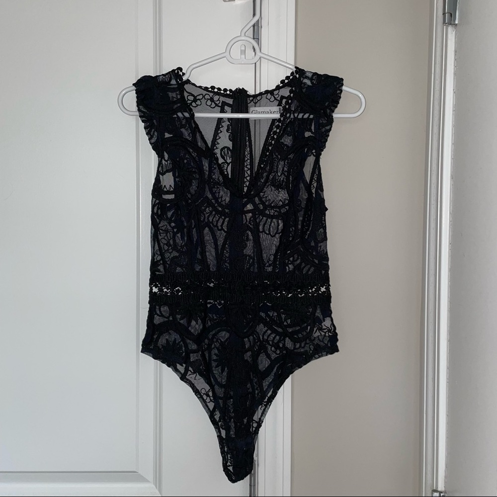 Black Lace Bodysuit || Lingerie Teddy